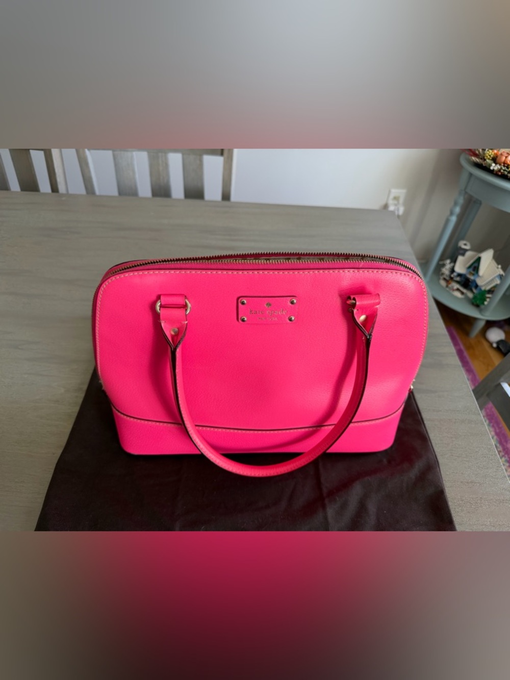 Kate Spade hot pink leather tote bag purse - Picture 11 of 16